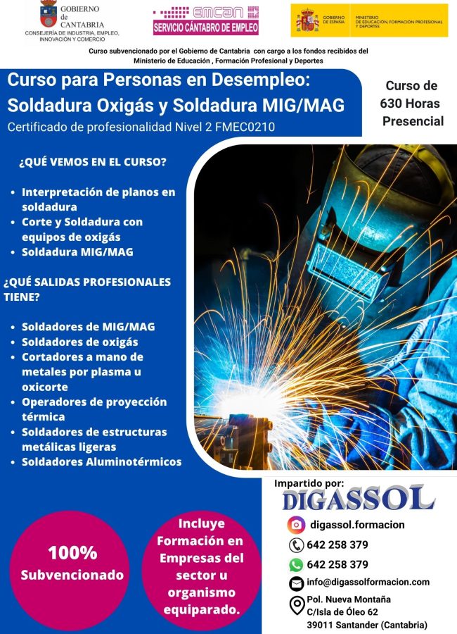 CURSO SOLDADURA OXIGÁS Y SOLDADURA MIG MAG